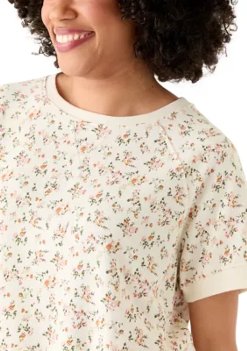 Women's Short Sleeve Crew Neck Printed Sweatshirt