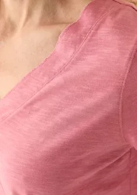 Women's Short Sleeve V-Neck Tee with Neck Detail