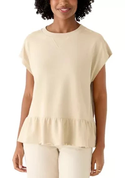 Women's Short Sleeve Babydoll Terry Top