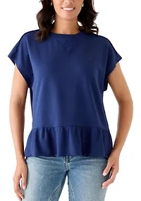 Women's Short Sleeve Babydoll Terry Top