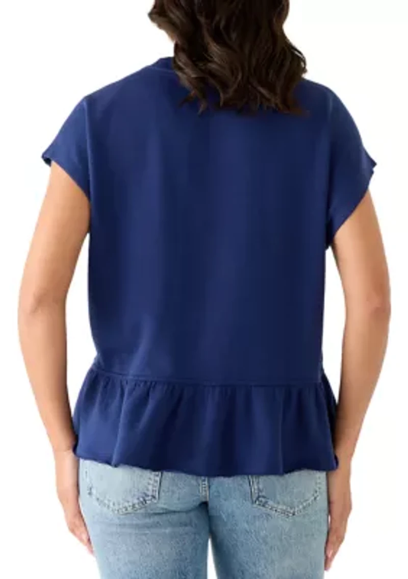 Women's Short Sleeve Babydoll Terry Top