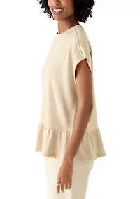 Women's Short Sleeve Babydoll Terry Top