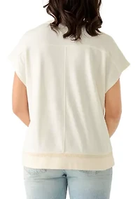 Women's Crochet Trim Short Sleeve Sweatshirt