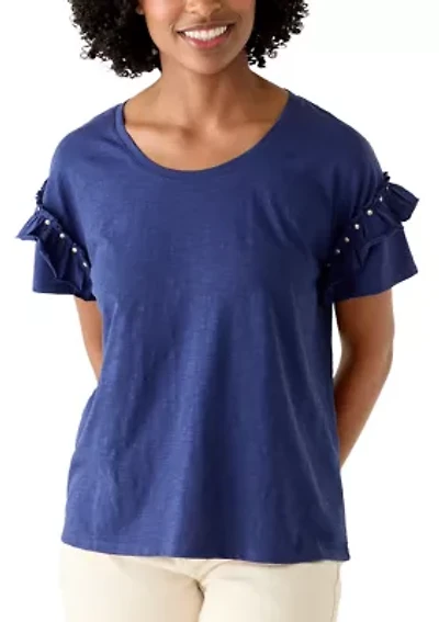 Women's Drop Short Sleeve Ruffle T-Shirt