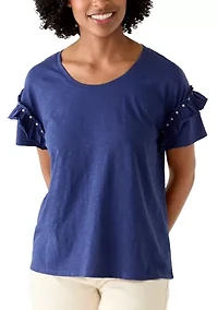 Women's Drop Short Sleeve Ruffle T-Shirt