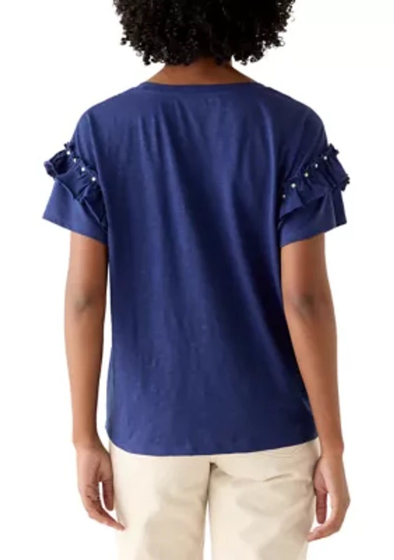 Women's Drop Short Sleeve Ruffle T-Shirt