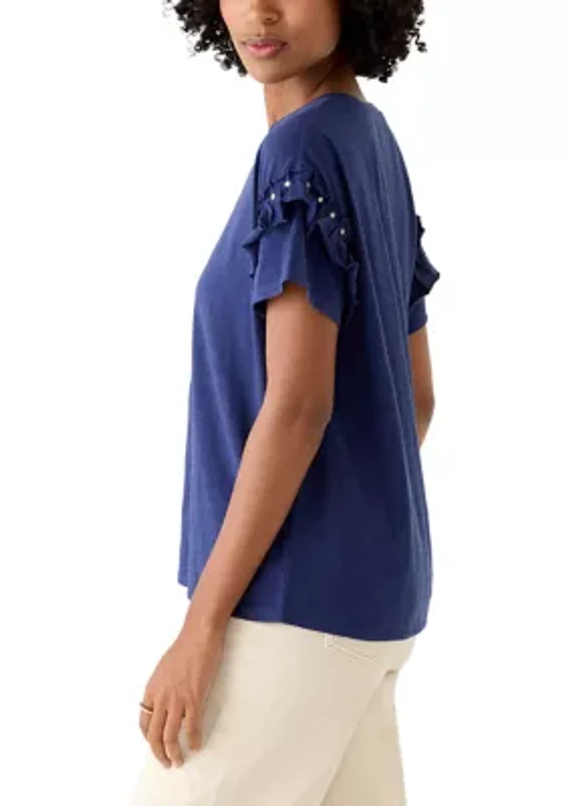 Women's Drop Short Sleeve Ruffle T-Shirt