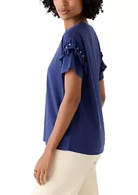 Women's Drop Short Sleeve Ruffle T-Shirt