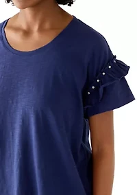 Women's Drop Short Sleeve Ruffle T-Shirt