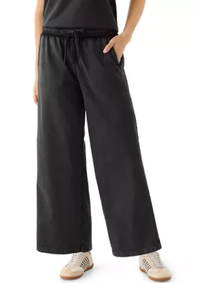 Women's Wide Leg Crochet Trim Crop Pants