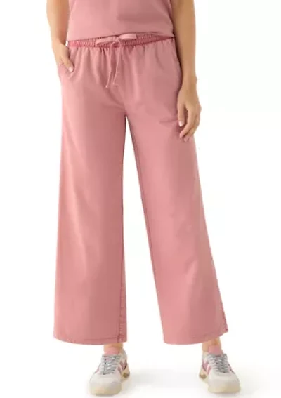 Women's Wide Leg Crochet Trim Crop Pants