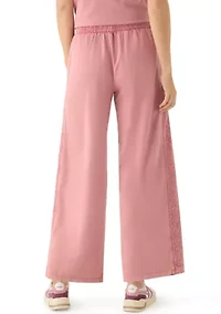 Women's Wide Leg Crochet Trim Crop Pants