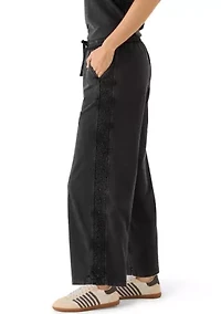 Women's Wide Leg Crochet Trim Crop Pants