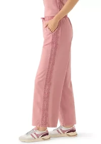 Women's Wide Leg Crochet Trim Crop Pants