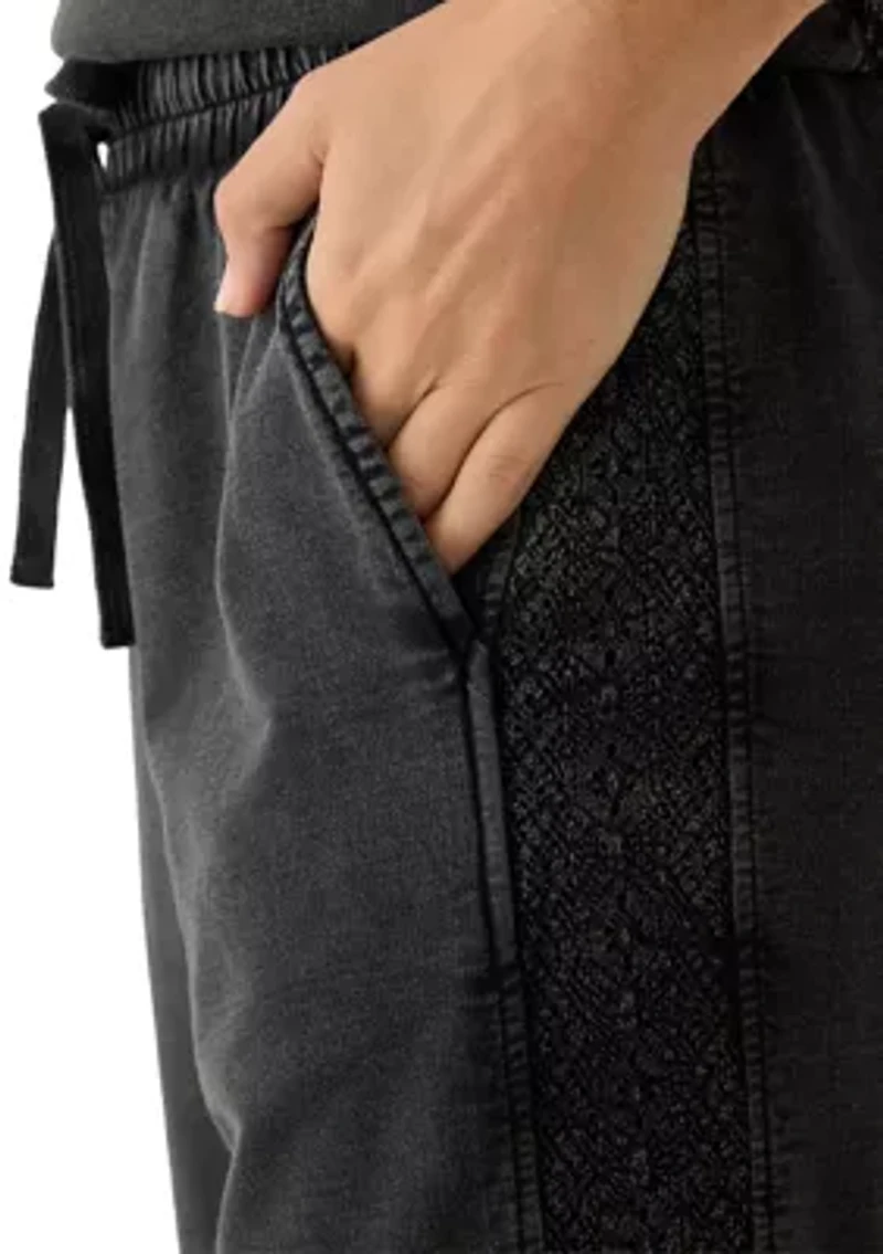 Women's Wide Leg Crochet Trim Crop Pants