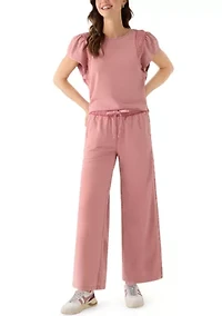 Women's Wide Leg Crochet Trim Crop Pants