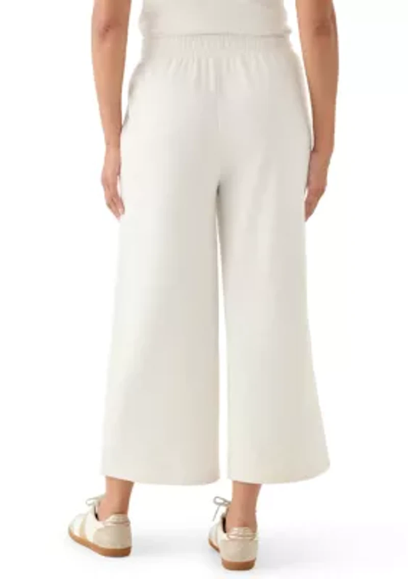 Women's Wide Leg Heathered Crop Pants
