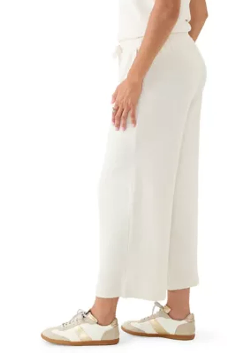Women's Wide Leg Heathered Crop Pants