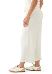 Women's Wide Leg Heathered Crop Pants