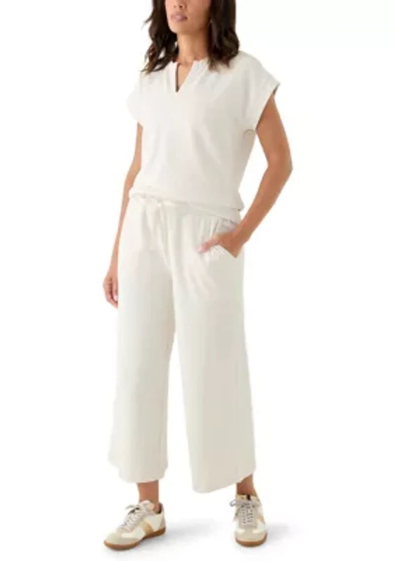 Women's Wide Leg Heathered Crop Pants