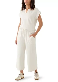 Women's Wide Leg Heathered Crop Pants
