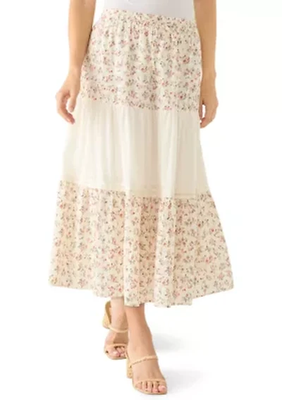 Women's Mixed Media Maxi Skirt