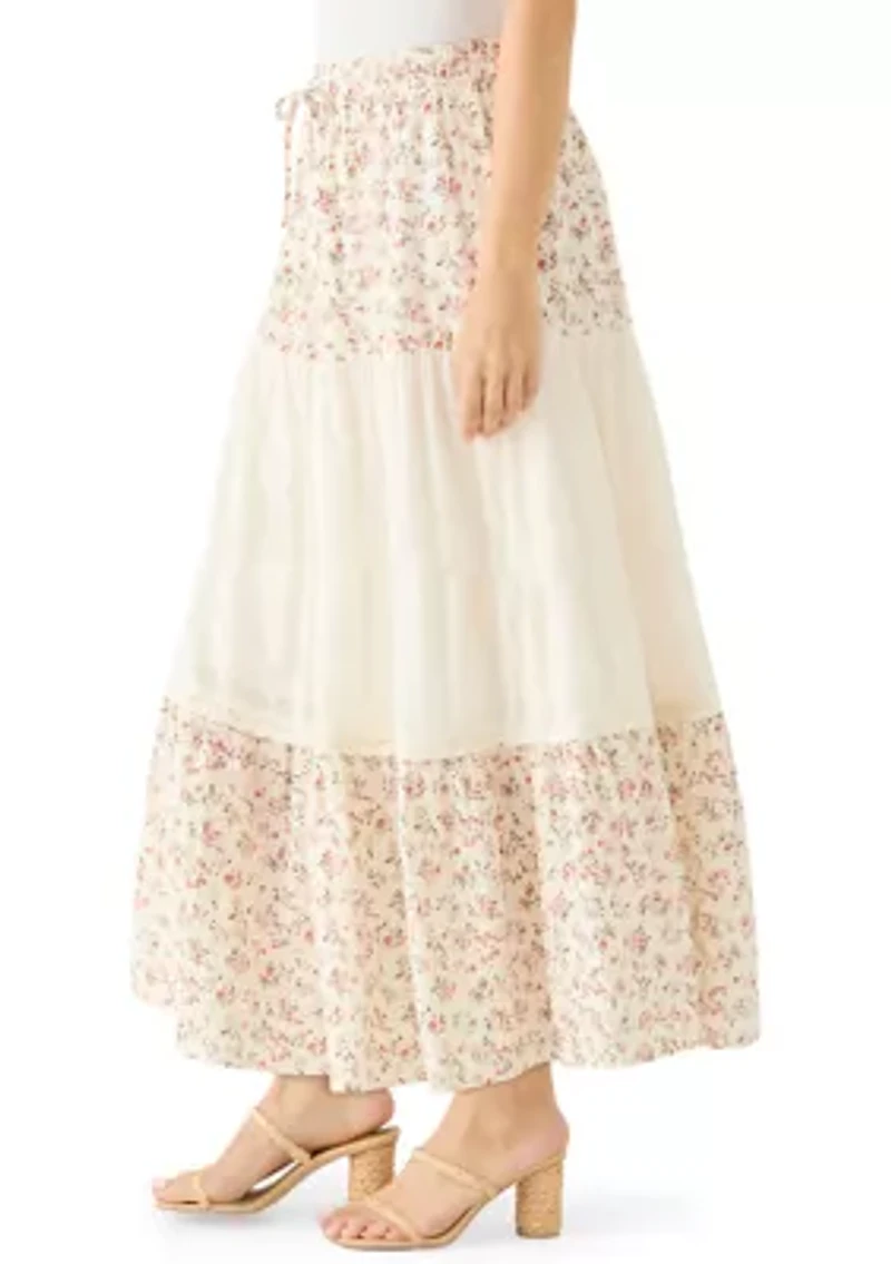 Women's Mixed Media Maxi Skirt