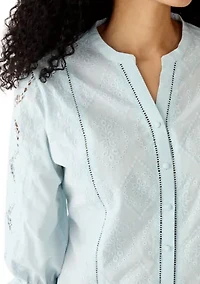 Women's 3/4 Sleeve Broderie Top