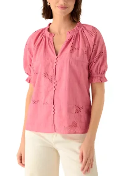 Women's Long Sleeve Battenberg Lace Top