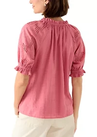 Women's Long Sleeve Battenberg Lace Top