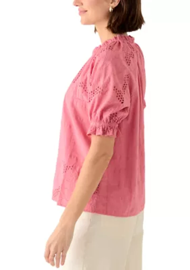 Women's Long Sleeve Battenberg Lace Top