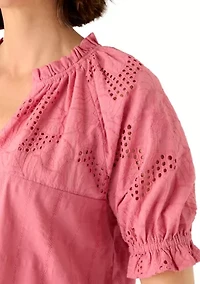 Women's Long Sleeve Battenberg Lace Top
