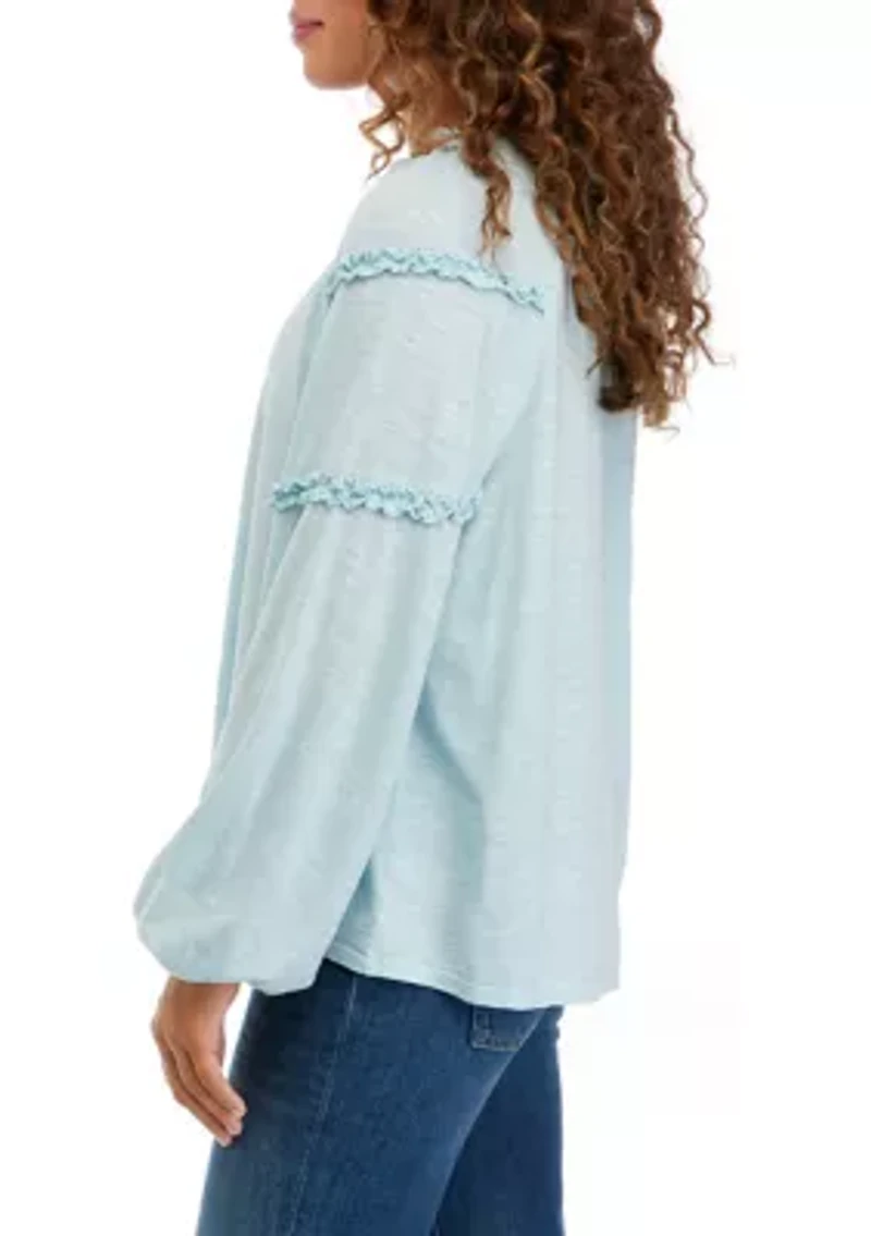 Petite Solid Peasant Top