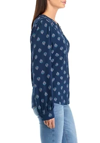 Petite Printed Smocked Top
