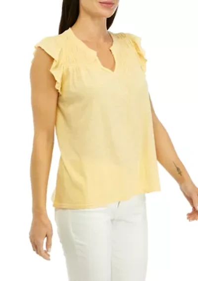 Petite Flutter Sleeve Smocked Top