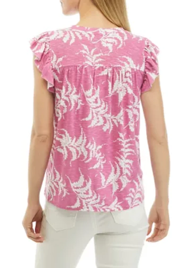 Petite Printed Smocked Top