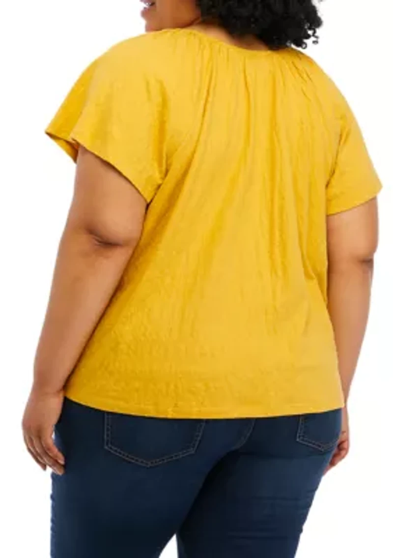 Plus Flutter Sleeve Top