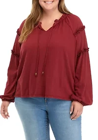 Plus Ruffle Sleeve Peasant Shirt