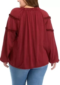 Plus Ruffle Sleeve Peasant Shirt