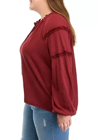 Plus Ruffle Sleeve Peasant Shirt
