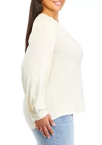 Plus Smocked Henley Shirt