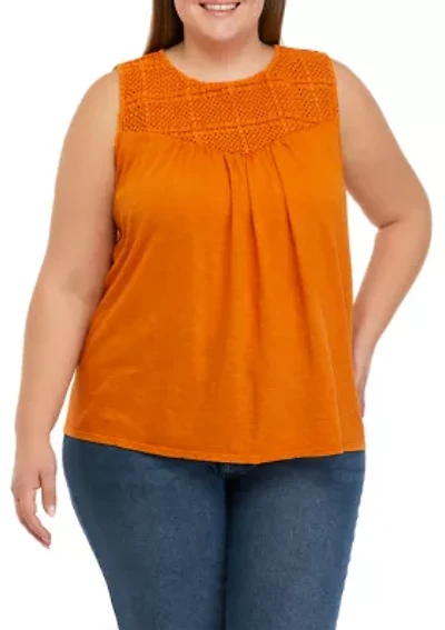 Plus Crochet Yoke T-Shirt