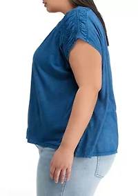 Plus Smocked Shoulder Top