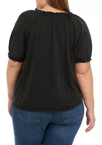 Plus Textured Peasant Top