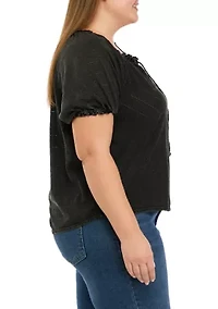 Plus Textured Peasant Top