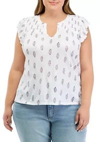 Women's Printed Smocked Top