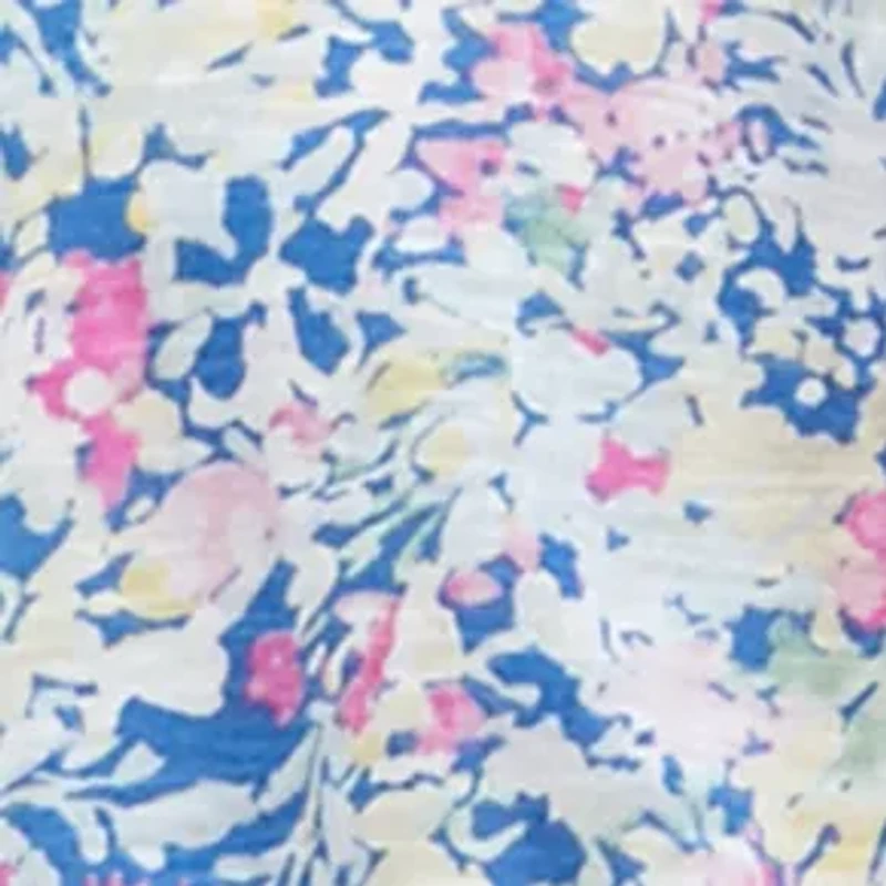 Plus 3/4 Sleeve Smocked Peasant Printed Top