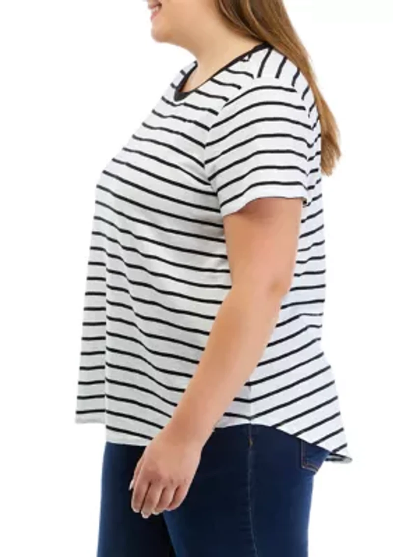 Plus Printed Crew Neck Top