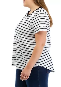 Plus Printed Crew Neck Top