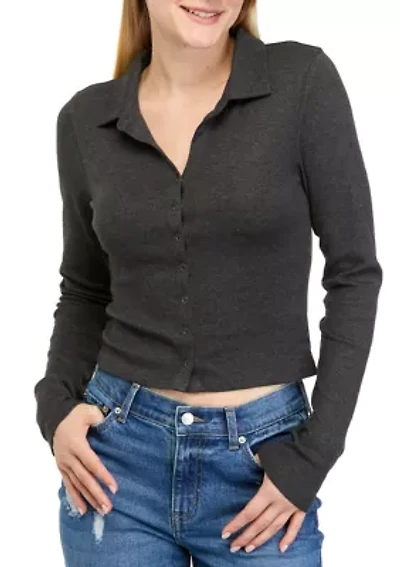 Long Sleeve Cropped Collared Shirt